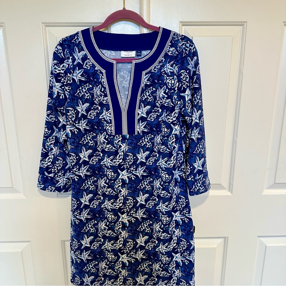 TALBOTS CABANA LIFE® BLUE SEA EMBROIDERED TUNIC COVER-UP